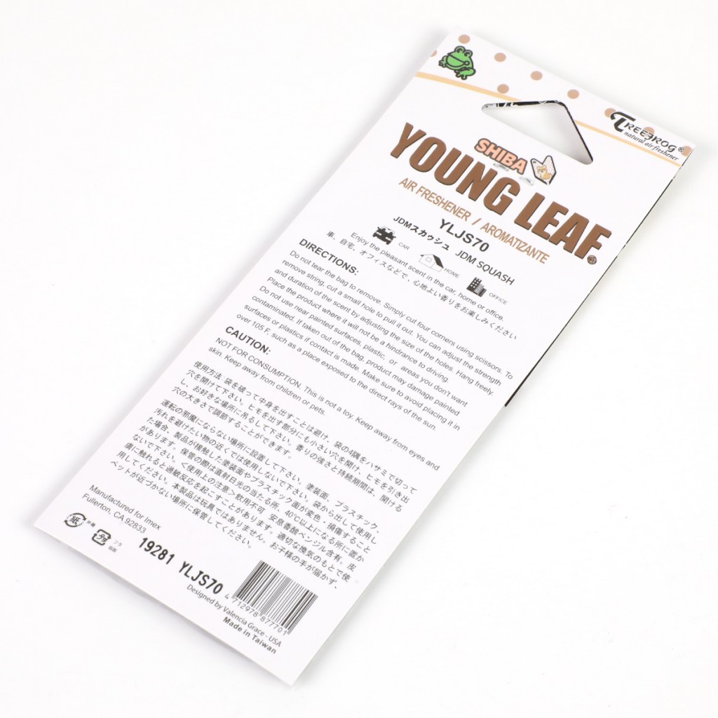 Treefrog Young Leaf Shiba JDM Squash Scent Cardboard Hanging Air Freshener